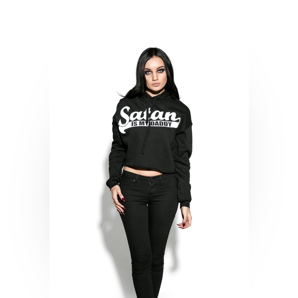 SATAN IS MY DADDY - WOMEN'S CROPPED HOODIE 💀 Size Small